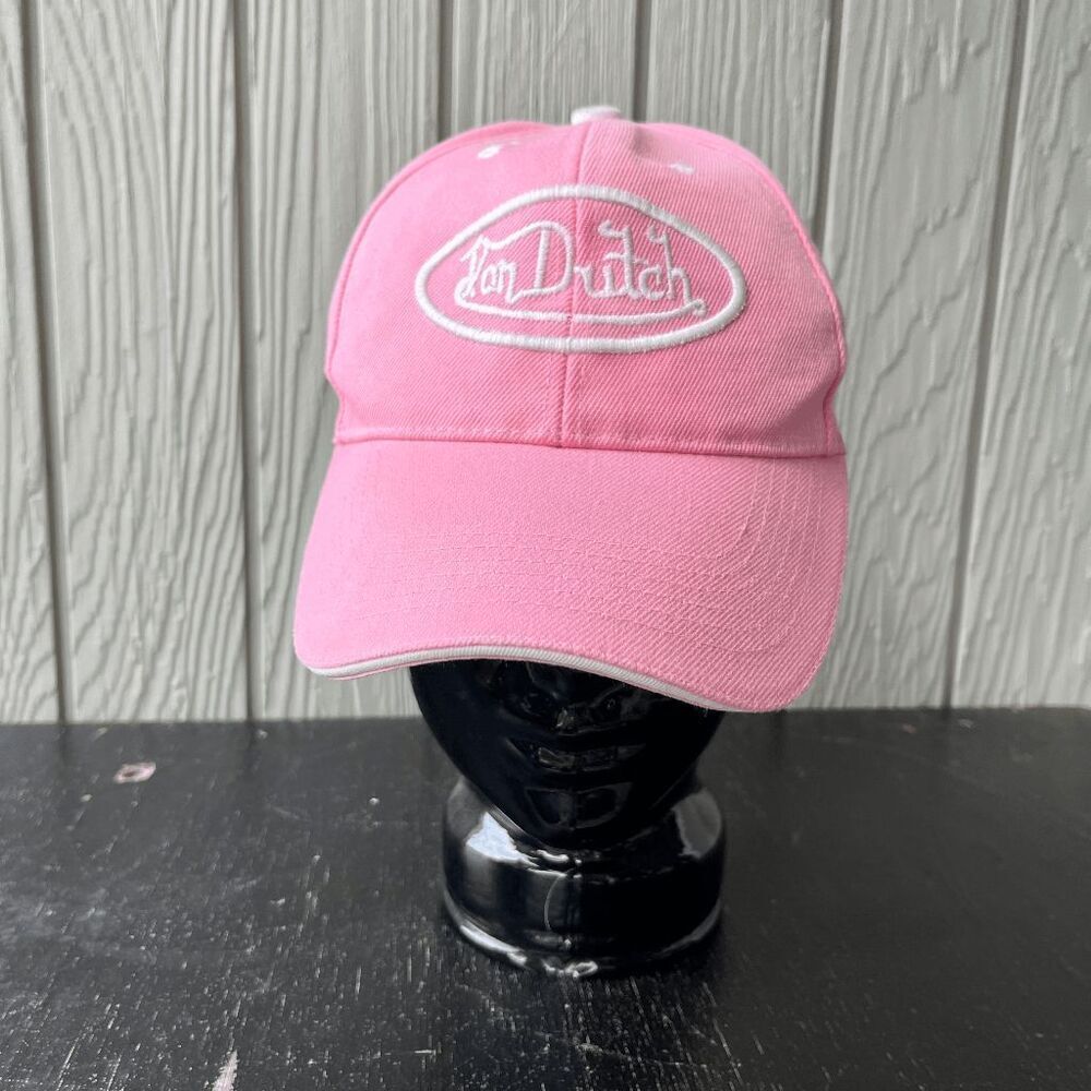 VTG Y2K Von Dutch Pink Logo Baseball Cap McBling Era Adjustable 2000s